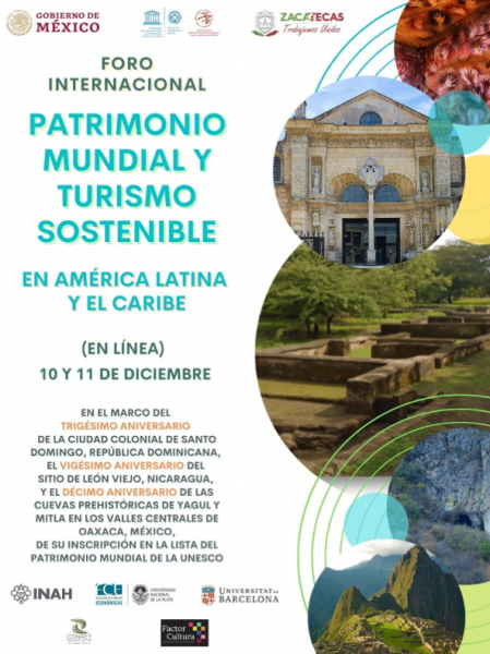 Foro Internacional.  Patrimonio Mundial y Turismo Sostenible  en América Latina y el Caribe (en línea) - Instituto Regional del Patrimonio Mundial Zacatecas Centro Categoría 2